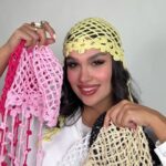 کلاه قلاب بافی گل آویز