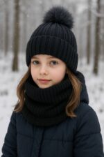 شال و کلاه تک پوم - Image 3