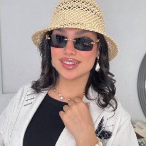 کلاه بافت تابستانی زنانه کرم