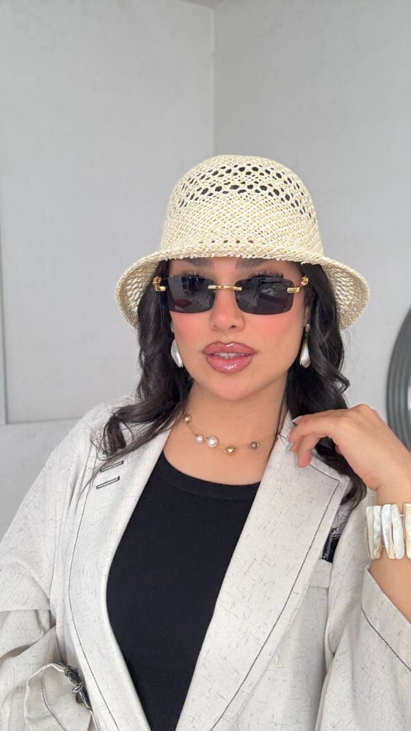 کلاه بافت تابستانی زنانه کرم استخونی