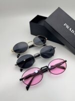 عینک آفتابی Prada مدل بیضی UV400 با دسته فلزی