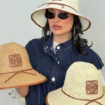 کلاه حصیری زنانه لبه‌دار