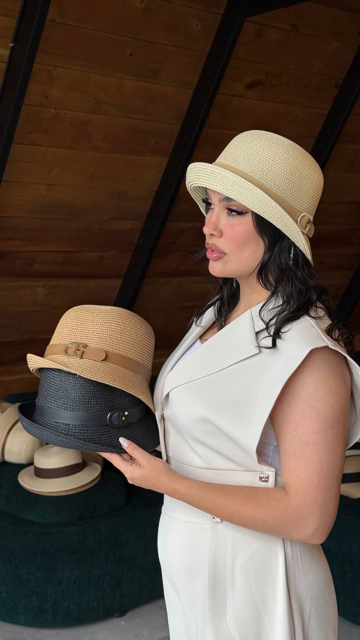 raffia-hat کلاه رافیا کمربندی