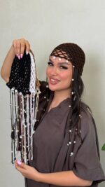 توربان توری قلاب‌بافی زنانه مدل مرواریدی بوهو