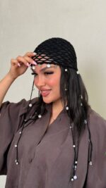 توربان توری قلاب‌بافی زنانه مدل مرواریدی بوهو